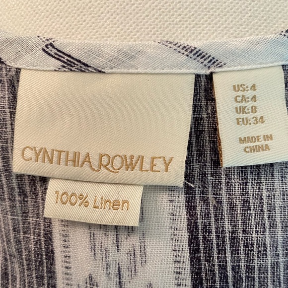 Cynthia Rowley linen black and white print dress with tassel detailing size 4 - Picture 4 of 6